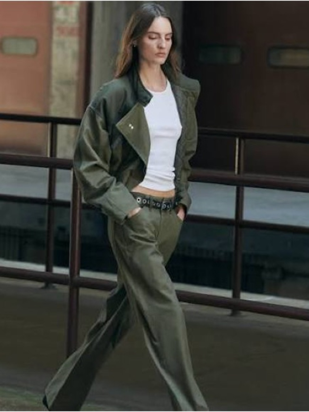rag & bone Banks Olive Green Wide-Leg Pants size 8